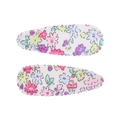 Barrettes à cheveux BB en forme de goutte avec motif floral et tissu coloré - Barrette Fleurie Pastorale (Lot de 2) / Blanc-Fleuri Coloré