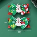Detail von 10,5cm handgefertigter grüner Weihnachtsschleife mit Schneemann- und Pinguinmuster - Weihnachtsschneemann-Bogen-Haarspange