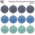 Lot de 12 boules de Noël floquées bleues de 6cm pour décoration de sapin - 6cm-12 Pièces / Mélange Gris Bleu