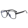 Classic black pilot sunglasses with transparent anti-blue light lenses for a retro look - Black Frame