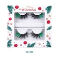 Christmas 2 pairs black-green gradient faux mink eyelashes in SDJ-002 gift box - Black and Green Gradient Style (SDJ-002)