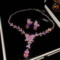 20-Zircon Butterfly Flower Waterdrop Pendant Necklace Set