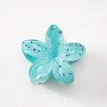 Blue translucent floral hair claw clip with colorful glitter and summer gradient design - Glitter Sky Blue [8cm Large]