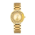 Elegant Missfox women's gold quartz watch with double-layered diamond bezel and metal band - Gold
