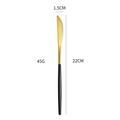 22cm black and gold stainless steel dinner knife with dimensions and weight specs - Black Gold Steak Knife