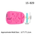 Pink silicone succulent mold with cactus and flower shapes for fondant and DIY crafts - Pink