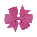 Handmade rose pink grosgrain ribbon bow hair clip for girls with a swallowtail V-shape - Rose Pink