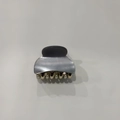 Small acrylic leopard print hair claw clip in grey with metallic gold-tone teeth - Gray