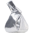 Elegante silberne Pailletten-Handtasche mit Knotengriff für Abendpartys - Silber