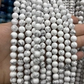 Natursteinperlen in Weiß mit grauen Adern für DIY-Schmuckherstellung und Armbänder - 4mm (ca. 88 Perlen) / Importierter weißer Türkis A244