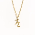Golden stainless steel chain necklace featuring a capital letter H pendant and small heart - Gold - Letter N