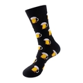 Classic black mid-calf crew socks featuring yellow beer mug prints for casual style - No. 885 Black Beer