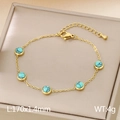 Bracciale occhio del diavolo in acciaio inossidabile dorato con pietre turchesi - Stile Turchese Blu (KB185512-HM)