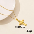Golden stainless steel cross rose pendant necklace with 35x25mm size and 4.8g weight - Gold Rose Cross (S1586-G+N22-G)