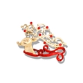 Spilla renna dorata con strass rossi e motivi festivi sulle corna per Natale - Stile Renna Traforata (YNCP7263)