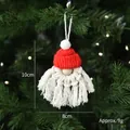Handgemaakte macramé kerstman kabouter voor kerstboom, feestelijke decoratie 10x8 cm - Kerstman Met Baard