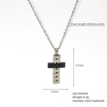 Schéma technique du collier croix en acier avec dimensions 27x13mm et longueur de chaîne - 442-Argent & Noir Modulaire
