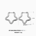 Star shaped silver stainless steel hoop earrings for women with 2.3cm height dimension - Steel - Star Style (ZN468S)
