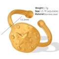 Anello geometrico in acciaio inossidabile placcato oro con diamanti, misura US 7 - US 7# / Stile Geometrico Minimalista (JZ33)