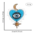 Blue sequin heart patch with evil eye and moon embroidery, size 28cm x 21cm - Sky Blue Heart Moon Star Eye