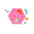 Rosa Silikonform mit Meerestier-Motiven wie Seepferdchen und Krabbe für Bastelarbeiten - 2# Meereslebewesen Thema / Rosa