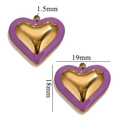 Purple heart charm in gold-plated stainless steel with 19x18mm dimension details - Purple