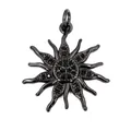 Detail of sunflower pendant with black zircon micro-pave setting in 18K gold plated copper - W5799-Black+Black Zirconia