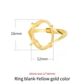 S925 sterling silver 12x16mm oval ring blank in gold finish for stone setting - Stone Size 12*16mm / Gold