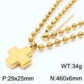 Collana a sfere in acciaio inossidabile placcato oro 18K con ciondolo a croce - Oro / Collana (KN234434-Z)