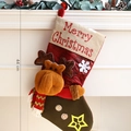 Calza natalizia con renna alta 44cm in pile marrone e scritta Merry Christmas in iuta - Lettera-Renna