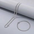 Ensemble collier et bracelet en maille gourmette argentée en acier inoxydable pour homme - Parure Collier et Bracelet / 3.5mm / 20cm / Acier