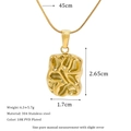 Irregular 18K gold plated stainless steel pendant with textured design on 45cm chain - Textured Irregular Rectangle (PJ32)