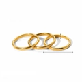Three-piece set of 18k gold minimalist stainless steel rings showing width and diameter - 2.0cm / Minimalist Polished and Frosted Gold 3-Piece Set (TR4046-6)