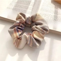 Classic plaid fabric scrunchie with cream, orange, and blue checkered pattern style - Yamabuki Orange
