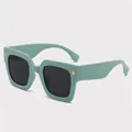 Fashionable square sunglasses with thick mint green frame and dark black lenses - Green Frame Black Lenses