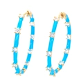 Exaggerated gold hoop earrings with sky blue enamel and micro-inlaid white zircons - Gold Blue