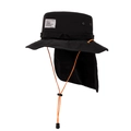 Sombrero de sol negro para exterior con protección de nuca y cordón naranja de senderismo - Negro