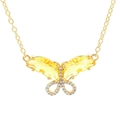 Elegante goldene Schleifen-Halskette mit gelben Zirkonia-Steinen an einer feinen Kette - Gelb