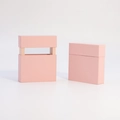 Pink PE film floating jewelry display box in a matte finish for rings and necklaces - Pink Floating Box + Resealable Drawer Box; 110*110*20mm