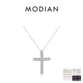 Collar con colgante de cruz de moissanita en plata S925 con certificado GRA - Plata 925 / Plateado