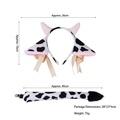 Plush cow costume set including ear headband with yellow bow bell and a spotted tail - Bell Cow Ears + Clip Tail