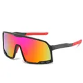 Sport cycling sunglasses with black half-frame and purple mirrored lenses for outdoor use - Black Frame Purple Mirror Lens
