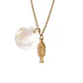 18K gold plated stainless steel seashell and fish pendant necklace measurements - Fish Style (Style 12-Gold)