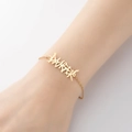 Customized name art bracelet in 18K gold finish with delicate O-chain and unique font - 335-Name
