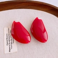 Close-up of red irregular resin earrings on a wooden tray with a minimalist aesthetic - 140# Irregular Geometric Style (HE29310) / Red
