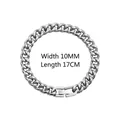 Silver cuban link bracelet 10mm width and 17cm length in polished stainless steel finish - 10mm / Bracelet / 17cm