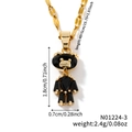 Minimalist gold necklace with black bear pendant and 45cm chain in a sleek profile - Black