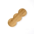 Handcrafted bamboo tray with three circular compartments for DIY mosaic coasters - Peanut Tray 22.5*8.5cm