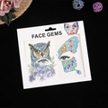 Bijoux de visage motif hibou et papillon avec strass colorés pour maquillage de fête - Hibou Bleu et Papillon / 165*155mm