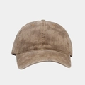 Close-up of vintage brown washed denim fabric texture on high quality baseball cap - Adjustable / Khaki